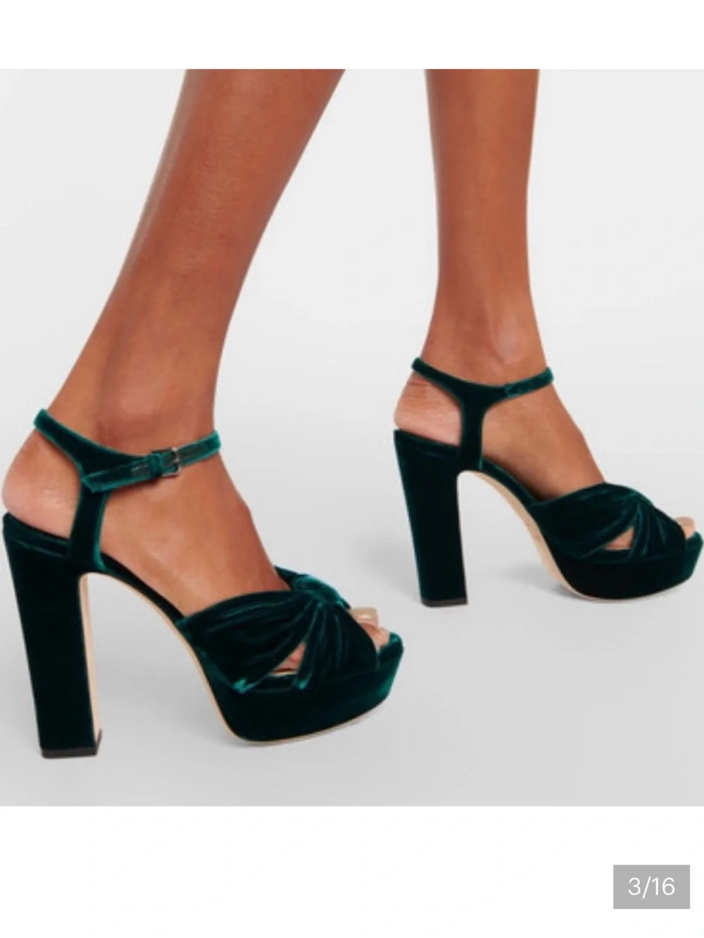 Jimmy Choo Green Velvet Knotted Platform Sandal